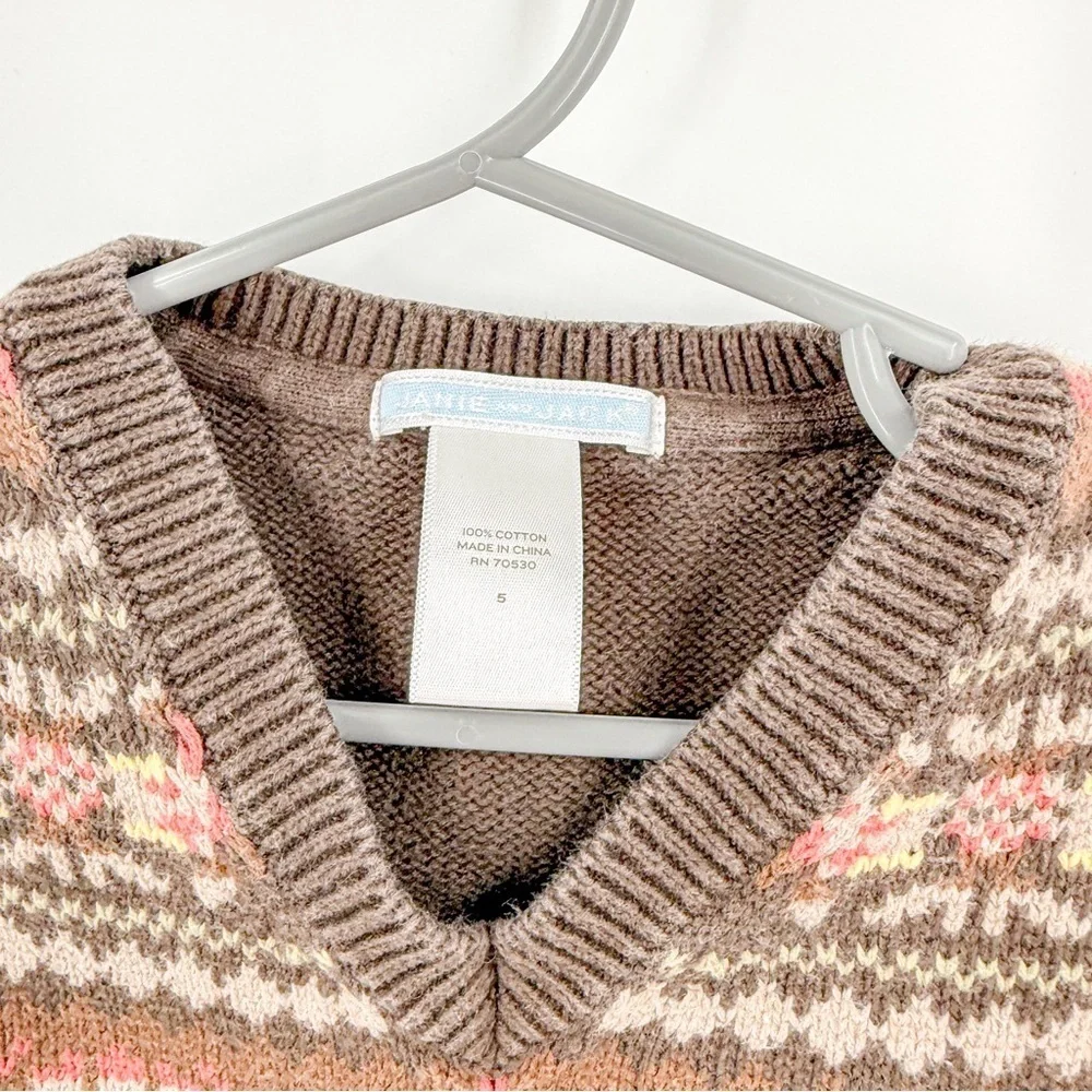 Janie and Jack Brown and Cream Fair Isle Vest